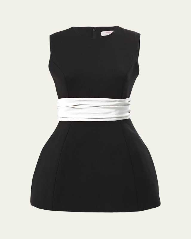 Cummerbund Waist Sleeveless Wool Top